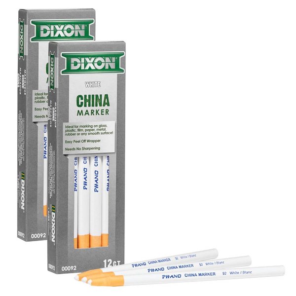 Dixon Ticonderoga Phano China Markers, White, PK24, 24PK 00092